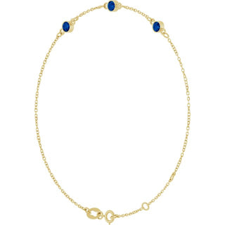 14K Yellow Natural Blue Sapphire Bezel-Set Three-Stone 6 1/2-7 1/2" Bracelet