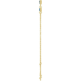 14K Yellow Lab-Grown Blue Sapphire Bezel-Set Three-Stone 6 1/2-7 1/2" Bracelet