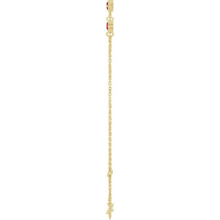 14K Yellow Lab-Grown Ruby Bezel-Set Three-Stone 6 1/2-7 1/2" Bracelet