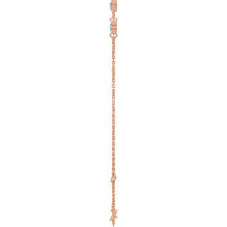 14K Rose Natural Blue Zircon Bezel-Set Three-Stone 6 1/2-7 1/2" Bracelet