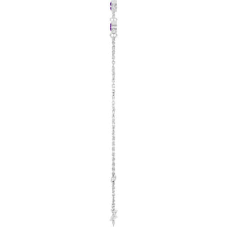 14K White Natural Amethyst Bezel-Set Three-Stone 6 1/2-7 1/2" Bracelet
