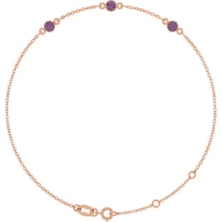 14K Rose Lab-Grown Alexandrite Bezel-Set Three-Stone 6 1/2-7 1/2" Bracelet