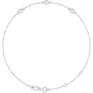 14K White 1/3 CTW Lab-Grown Diamond Bezel-Set Three-Stone 6 1/2-7 1/2" Bracelet
