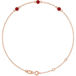 14K Rose Natural Ruby Bezel-Set Three-Stone 6 1/2-7 1/2" Bracelet