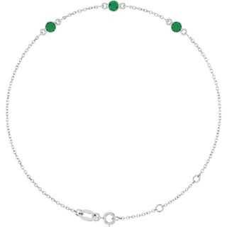 Sterling Silver Natural Emerald 6 1/2-7 1/2" Bracelet