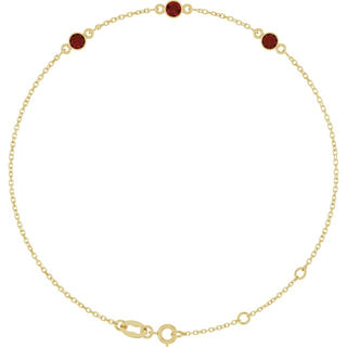 14K Yellow Natural Mozambique Garnet Bezel-Set Three-Stone 6 1/2-7 1/2" Bracelet