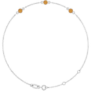 14K White Natural Citrine Bezel-Set Three-Stone 6 1/2-7 1/2" Bracelet