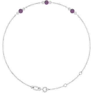 14K White Lab-Grown Alexandrite Bezel-Set Three-Stone 6 1/2-7 1/2" Bracelet