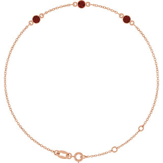14K Rose Natural Mozambique Garnet Bezel-Set Three-Stone 6 1/2-7 1/2" Bracelet
