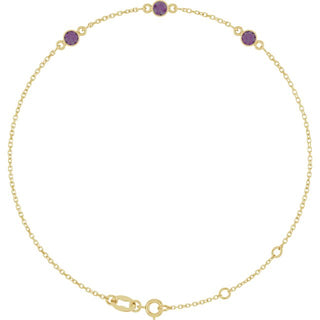 14K Yellow Lab-Grown Alexandrite Bezel-Set Three-Stone 6 1/2-7 1/2" Bracelet