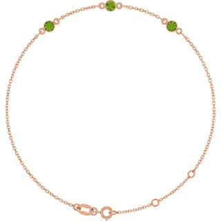 14K Rose Natural Peridot Bezel-Set Three-Stone 6 1/2-7 1/2" Bracelet
