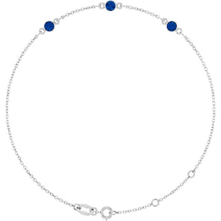 Sterling Silver Lab-Grown Blue Sapphire 6 1/2-7 1/2" Bracelet