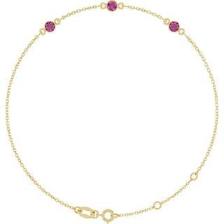 14K Yellow Natural Pink Tourmaline Bezel-Set Three-Stone 6 1/2-7 1/2" Bracelet