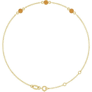 14K Yellow Natural Citrine Bezel-Set Three-Stone 6 1/2-7 1/2" Bracelet