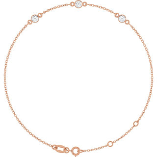 14K Rose 1/4 CTW Natural Diamond Bezel-Set Three-Stone 6 1/2-7 1/2" Bracelet