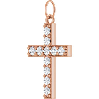 14K Rose 1/3 CTW Lab-Grown Diamond Cross Pendant 
