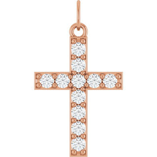 14K Rose 1/3 CTW Lab-Grown Diamond Cross Pendant 