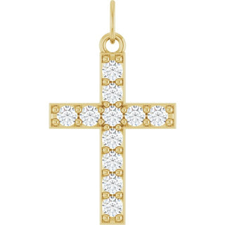 14K Yellow 1/3 CTW Lab-Grown Diamond Cross Pendant 