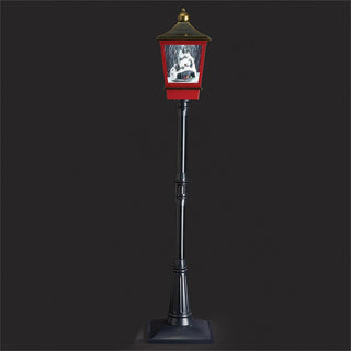 75-Inch Lighted Snowing Mountain Lamppost With Train Rotation