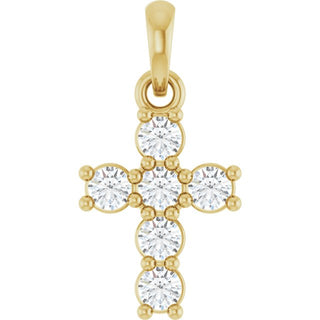 14K Yellow 1/4 CTW Lab-Grown Diamond Cross Pendant