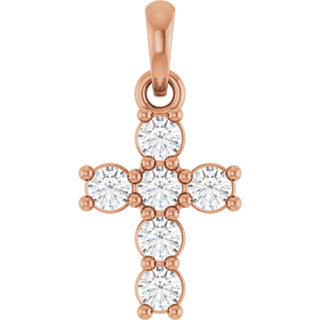14K Rose 1/4 CTW Lab-Grown Diamond Cross Pendant