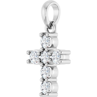 14K White 1/4 CTW Natural Diamond Cross Pendant