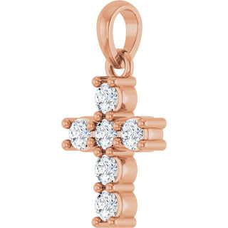 14K Rose 1/4 CTW Natural Diamond Cross Pendant