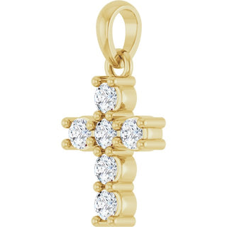 14K Yellow 1/4 CTW Lab-Grown Diamond Cross Pendant