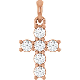 14K Rose 1/3 CTW Lab-Grown Diamond Cross Pendant