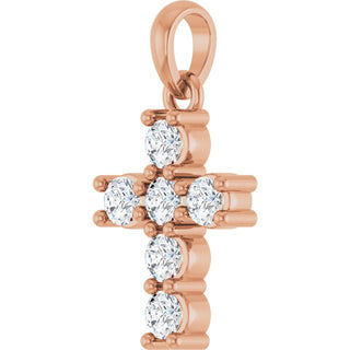 14K Rose 1/3 CTW Lab-Grown Diamond Cross Pendant