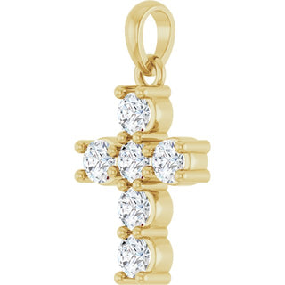 14K Yellow 1/2 CTW Lab-Grown Diamond Cross Pendant