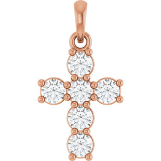14K Rose 1/2 CTW Lab-Grown Diamond Cross Pendant