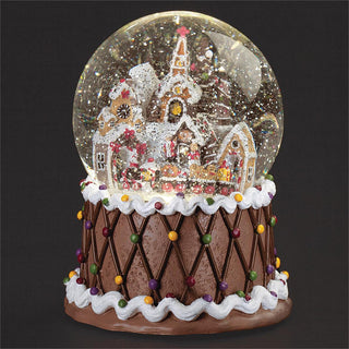 7-Inch Led Musical Swirl Gingerbread Town Dome - 120Mm