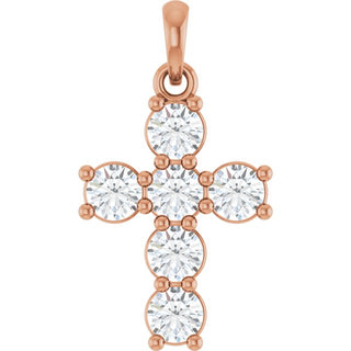 14K Rose 3/4 CTW Lab-Grown Diamond Cross Pendant