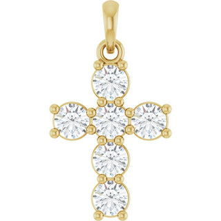 14K Yellow 3/4 CTW Lab-Grown Diamond Cross Pendant