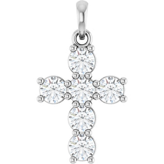 14K White 3/4 CTW Lab-Grown Diamond Cross Pendant