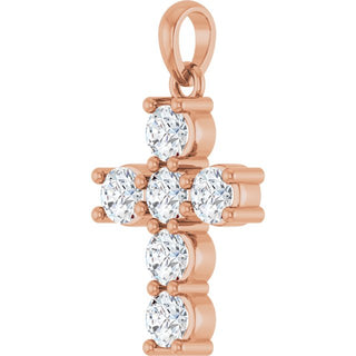 14K Rose 3/4 CTW Natural Diamond Cross Pendant