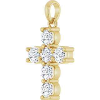 14K Yellow 3/4 CTW Natural Diamond Cross Pendant