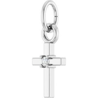 Sterling Silver .005 CT Natural Diamond Cross Pendant