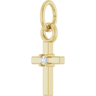 14K Yellow .005 CT Natural Diamond Cross Pendant
