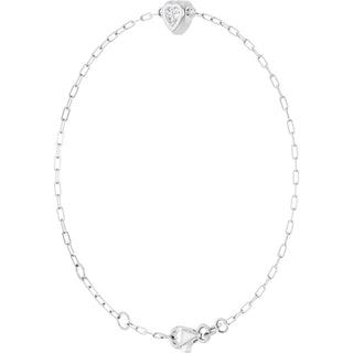 14K White 1/5 CT Natural Diamond Heart 6 1/2-7 1/2" Bracelet