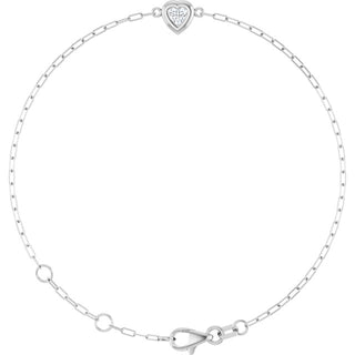 14K White 1/5 CT Natural Diamond Heart 6 1/2-7 1/2" Bracelet