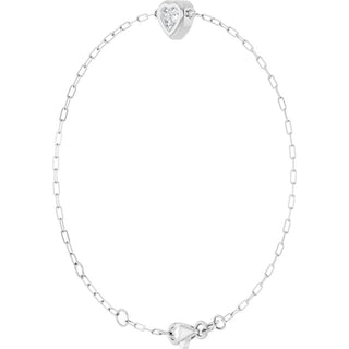 Sterling Silver 1/2 CT Natural Diamond Heart 6 1/2-7 1/2" Bracelet