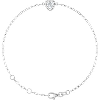14K White 1/2 CT Natural Diamond Heart 6 1/2-7 1/2" Bracelet