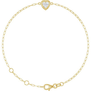 14K Yellow 1/2 CT Natural Diamond Heart 6 1/2-7 1/2" Bracelet