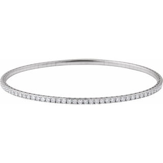 14K White 1 CTW Natural Diamond  Flexible Bangle 7" Bracelet