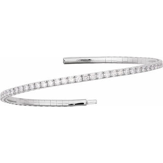 14K White 1 CTW Lab-Grown Diamond  Flexible Bangle 7" Bracelet