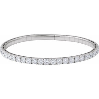 14K White 4 CTW Lab-Grown Diamond  Flexible Bangle 7" Bracelet