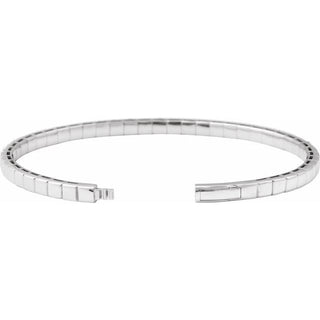 14K White 4 CTW Natural Diamond  Flexible Bangle 7" Bracelet