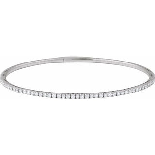14K White 2 CTW Natural Diamond Flexible Bangle 7" Bracelet